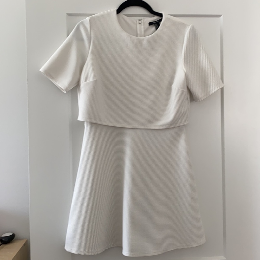 Forever 21 Textured Layered White Skater Dress